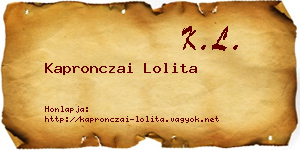 Kapronczai Lolita névjegykártya