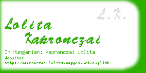 lolita kapronczai business card